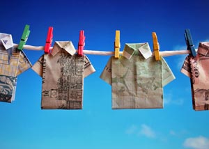 Currency notes on a string