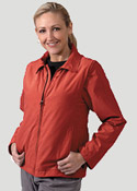 Scottevest carryon luggage vest Woman wearing red colored Scottevest carryon luggage vest